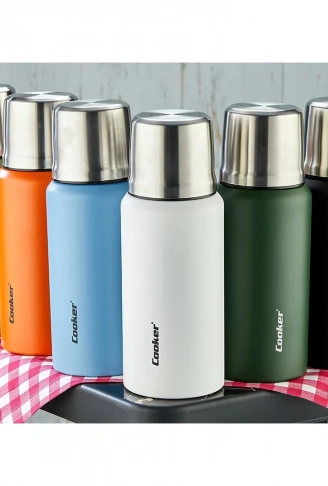 0.75LT DAĞCI TERMOS RENKLİ ÇİFT CİDARLI PASLANMAZ ÇELİK - SIZDIRMAZ KAPAK = BARDAK (4940)