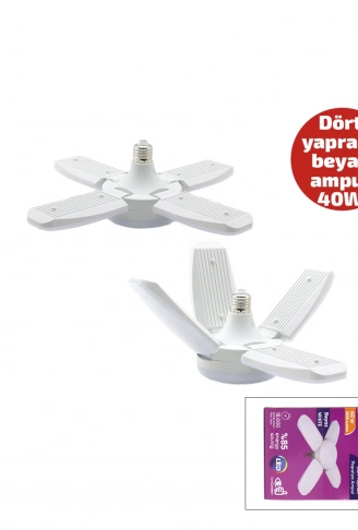1+4 KOLLU - YAPRAKLI PERVANE MODELİ PAPATYA BEYAZ LED LAMBA AMPUL 40W - E27 P-6040B (4940)