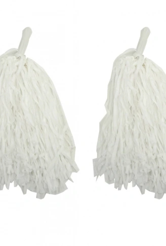 1 Çift ( 2 Adet ) Beyaz Renk 23 Nisan Gösteri Ponponu (4940)