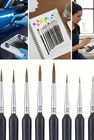 10 Adet Hobi ve Araba Rötüş Fırça Seti – İnce Detay Boyama, Model Yapımı ve Araç Çizik Giderme İçin Çok Amaçlı Fırça Takımı (4940)