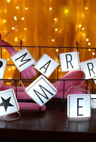 10&apos;lu Lightbox Işıklı Harf Mesaj Panosu Dekoratif Harf Işık Zinciri (4940)