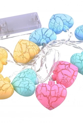 10&apos;lu Renkli Kalp Şeklinde Dekoratif Dolama Led Aydınlatması (4940)