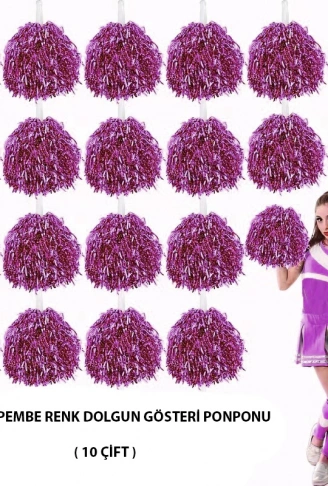 10 Çift ( 20 Adet ) Pembe Renk 23 Nisan 19 Mayıs 29 Ekim Okul Gösteri Ponponları (4940)