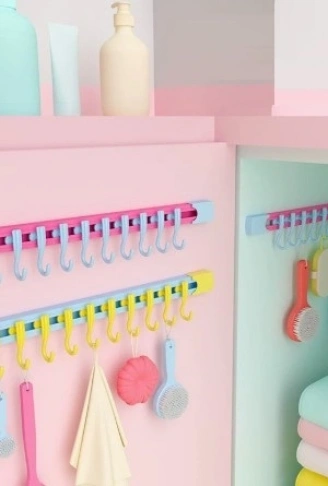 10 Kancalı Raylı Mutfak ve Banyo Düzenleyici Askı 30 cm (4940)