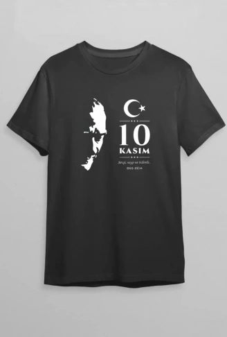 10 Kasım Atatürk Baskılı T-shirt - Siyah