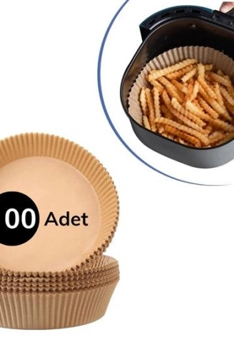 100 Adet  Air Fryer Pişirme Kağıdı Tek Kullanımlık  Yağlı Kağıdı Yuvarlak Tabak Model (4940)