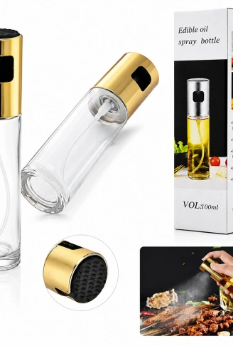 100 ML SPREY CAM YAĞDANLIK KROM - RENKLİ SPREY KAFA - İNCE UZUN ŞİŞE (4940)