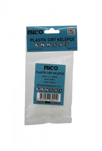 100PCS BEYAZ  2.5X100MM  PLASTİK CIRT KELEPÇE (4940)