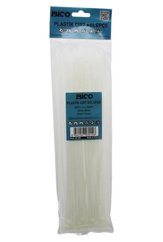 100PCS BEYAZ   3.6X300MM  PLASTİK CIRT KELEPÇE (4940)