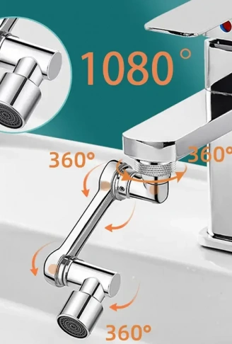 1080 Derece Dönebilen Mutfak ve Lavabo Bataryası Akrobat Musluk Ucu (4940)