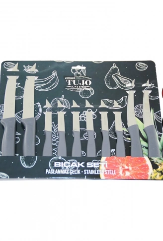 10LU  TIRTIRLI BIÇAK SETİ  2AD 12.5CM EKMEK   2AD 10CM SEBZE   6AD 6.5CM MEYVE (4940)