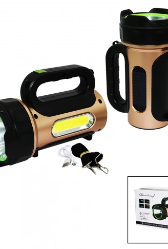 10W - SOLAR - USB ŞARJLI 2IN1 EL FENERİ RENKLİ FONKSİYONEL SMD LED (4940)