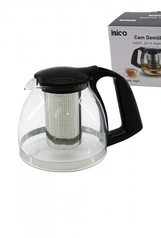 1100ML CAM DEMLİK ÇELİK SÜZGEÇLİ - PLASTİK KULP - KAPAK - KROM ÇERÇEVE (4940)