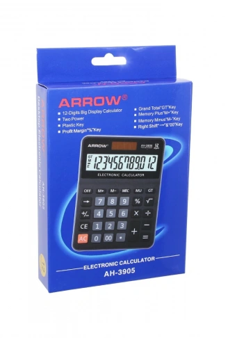 12 HANELİ  HESAP MAKİNESİ  GÜNEŞ ENERJİLİ - PİLLİ   17.5 X 12.5 X 1.7CM   170GR (4940)