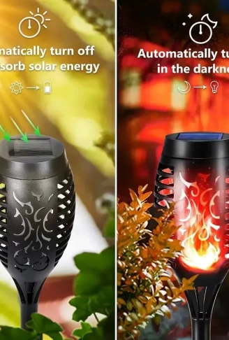 12 Ledli Alevli Solar Bahçe Aydınlatma  (4940)