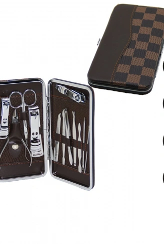 12 PCS - GÜMÜŞ MANİKÜR - PEDİKÜR SETİ RENKLİ DESENLİ - CÜZDAN MODELİ ÇANTALI (4940)