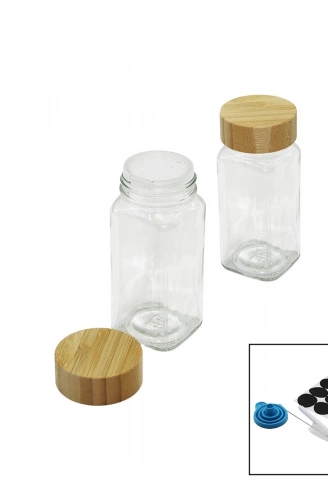 12 PCS TAKIM KARE CAM BAHARATLIK - TUZLUK BAMBU KAPAKLI (4940)