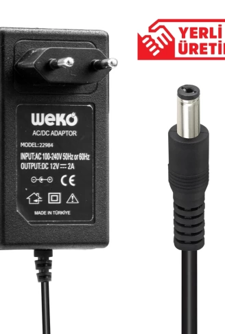 12 VOLT - 2 AMPER 5.5*2.1 UÇLU PLASTİK KASA PRİZ TİPİ ADAPTÖR (4940)