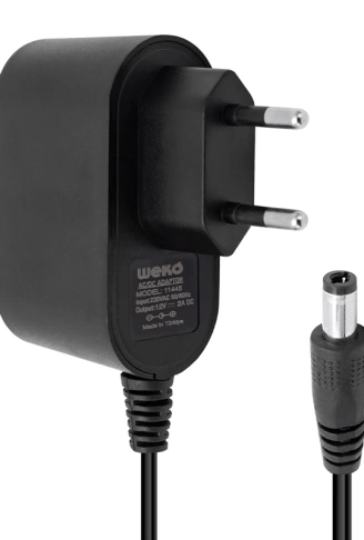 12 VOLT - 2 AMPER 5.5*2.5 UÇLU PLASTİK KASA PRİZ TİP ADAPTÖR KUTULU YERLİ ÜRETİM (4940)