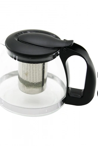 1250ML CAM DEMLİK  ÇELİK SÜZGEÇLİ - PLASTİK KULP - KAPAK - KROM ÇERÇEVE (4940)