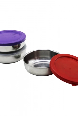 12CM   ÇELİK  SAKLAMA KABI  RENKLİ - ŞEFFAF PLASTİK KAPAK (4940)