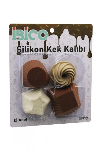 12PCS   RENKLİ SİLİKON  MUFFİN - KEK KALIP MİX ŞEKİL= 3-DİKDÖRTGEN - 3-YUVARLAK - 3-RÜZGAR GÜLÜ - 3-YILDIZ (4940)