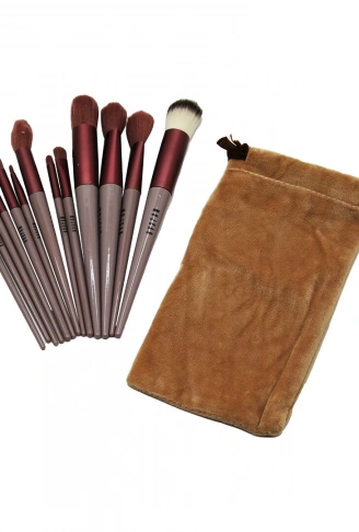 13PCS EFLATUN KADİFE TORBALI MAKYAJ FIRÇA SET (4940)