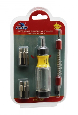 14 PARÇA YAYLI TELEFON TAMİR TORNAVİDA BİTS SETİ (4940)