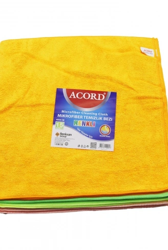 15 ADET ACORD KOD-536 DÖKME 40X40CM RENKLİ MİKROFİBER TEMİZLİK BEZİ EKSTRA EMİCİ TÜM YÜZEYLER İÇİN (4940)