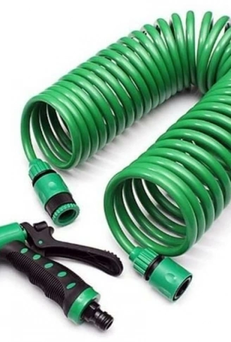 15 Metre Spiral Hortum + 4 Fonksiyonlu Özel Sulama Tabancası (4940)