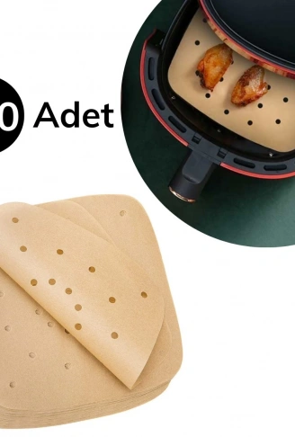 150 Adet Air Fryer Pişirme Kağıdı Tek Kullanımlık Hava Fritöz Yağ Geçirmez Yapışmaz Gıda Pişirme Kağıdı Delikli Kare Model (4940)