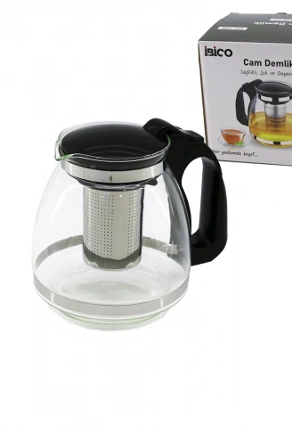 1500ML CAM DEMLİK ÇELİK SÜZGEÇLİ - PLASTİK KULP - KAPAK - KROM ÇERÇEVE (4940)