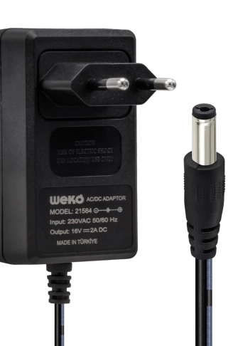 16 VOLT - 2 AMPER 5.5*2.5 UÇLU YERLİ ÜRETİM POWER JACKLI SANTRAL ADAPTÖRÜ (4940)