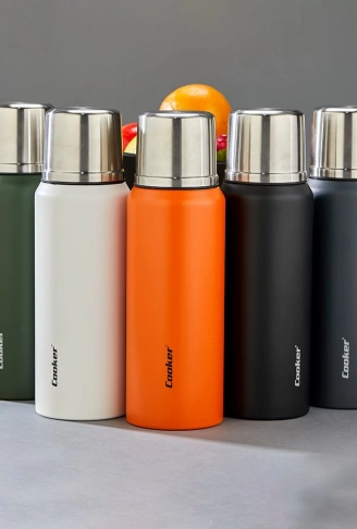 1LT DAĞCI TERMOS RENKLİ ÇİFT CİDARLI PASLANMAZ ÇELİK - SIZDIRMAZ KAPAK = BARDAK (4940)