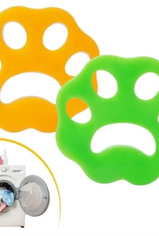 2 Adet Evcil Hayvanlar ve Çamaşır Makinesi İçin Pati Şekilli Renkli Tüy Temizleme Aparatı (4940)