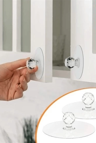 2 Adet Kristal Kendiliğinden Güçlü Yapışkanlı Kulp Askısı Tutma Kolu ( Lisinya )