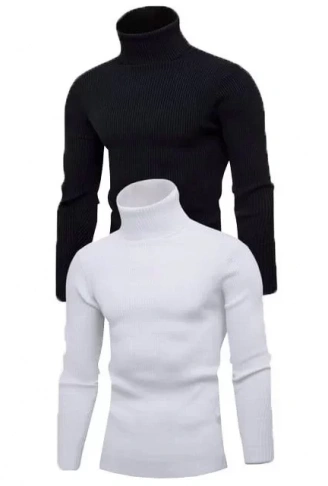 2 Adet Unisex Kaşkorse Boğazlı Full Likralı Fitilli Body Kazak