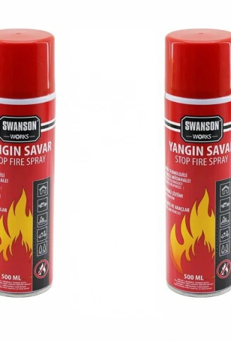 2 ADET YANGIN SÖNDÜRÜCÜ - YANGIN SAVAR SPREY 500ML + 500 ML  EV - OFİS - OTO ARAÇ   ATEŞ BOĞUCU KÖPÜK TABAKA OLUŞTURUR (4940)