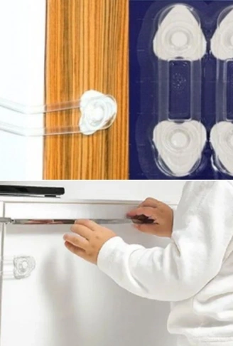 2'li Mini Çok Amaçlı Kilit- Çocuk Güvenlik Gereçkerli Çekmece,Dolap,Kapak Kilidi (4940)