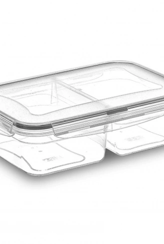 2 Bölmeli 1+1 Litre Kilitli Kapaklı Erzak Saklama Kabı LC-525 (4940)