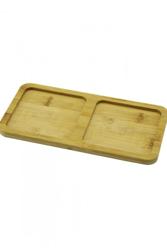 2 BÖLMELİ   DİKDÖRTGEN  AHŞAP BAMBU YAĞDANLIK ALTLIK  MİNİ TEPSİ   20X10X0.8CM (4940)