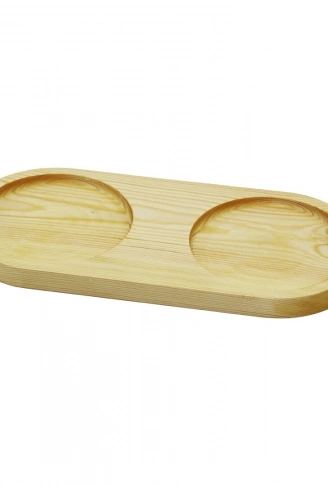 2 BÖLMELİ - OVAL   AÇIK RENK=SADE  AHŞAP YAĞDANLIK ALTLIK  27X12.5CM (4940)