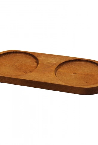 2 BÖLMELİ - OVAL   KOYU RENK=KAHVERENGİ  AHŞAP YAĞDANLIK ALTLIK  27X12.5CM (4940)