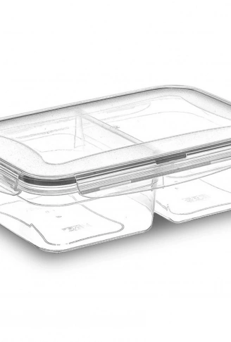 2 Bölmeli Sızdırmaz Contalı Kilitli Kapaklı 1 Litre Erzak Saklama Kabı -LC505 (4940)