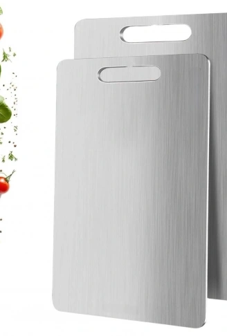 2 Boy Paslanmaz Çelik Leke Tutmaz,Kırılmaz,Antibakteriyel,Elde ve Bulaşık Makinesinde Yıkanabilen Meyve,Sebze,Et,Tavuk Kesim Panosu (4940)