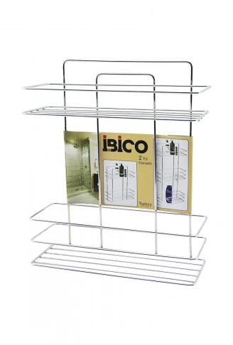 2 KATLI - DİKDÖRTGEN   KROM   METAL  BANYO KÖŞELİK - DUŞKABİN RAF - ŞAMPUANLIK (4940)