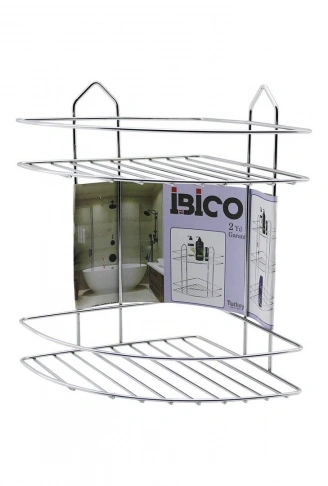 2 KATLI - ÜÇGEN   KROM   METAL  BANYO KÖŞELİK - DUŞKABİN RAF (4940)