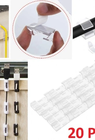 20&apos;li Yapışkanlı Kablo Sabitleyici Şeffaf Klips (4940)
