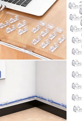 20’li Şeffaf Kablo Tutucu Klips – Kendinden Yapışkanlı Masaüstü Kablo Düzenleyici Aparat (4940)