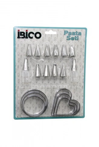 20PCS PASTA SÜSLEME UÇ SETİ= 12-METAL KURABİYE KALIP METAL=3-KALP - 3-YUVARLAK 2-UÇ TUTUCU PLS.ADAPTÖR (4940)
